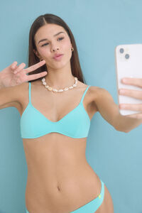 HI&BYE Top bikini escote V turquesa