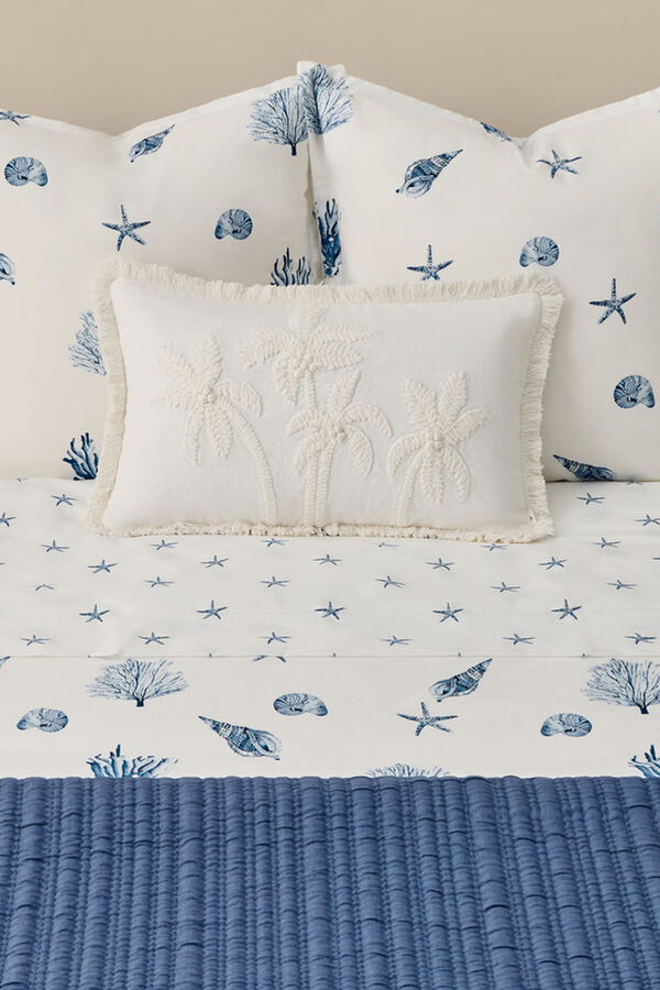 Textura Capa de edredão de algodão com motivos marinhos azul