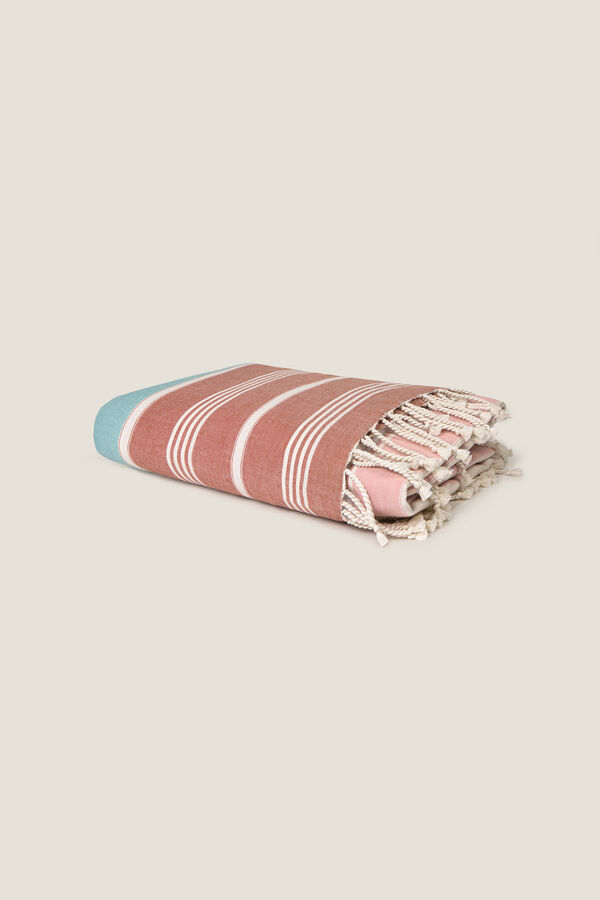 Textura Toalla pareo algod&oacute;n rayas estampado