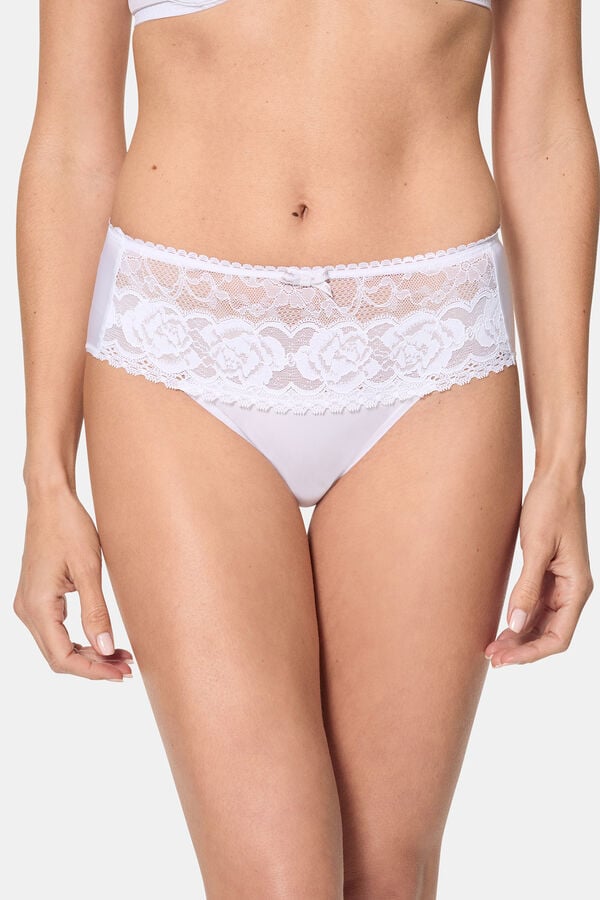 Playtex Braga midi de encaje y microfibra blanco