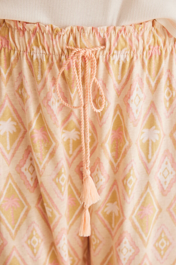 Women'secret Pijama cal&ccedil;as estampado palmeiras bege