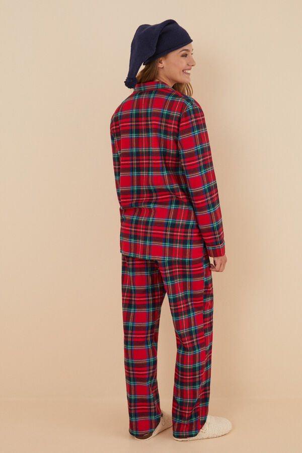 Womensecret Pijama cuadros 100% algodón rojo estampado