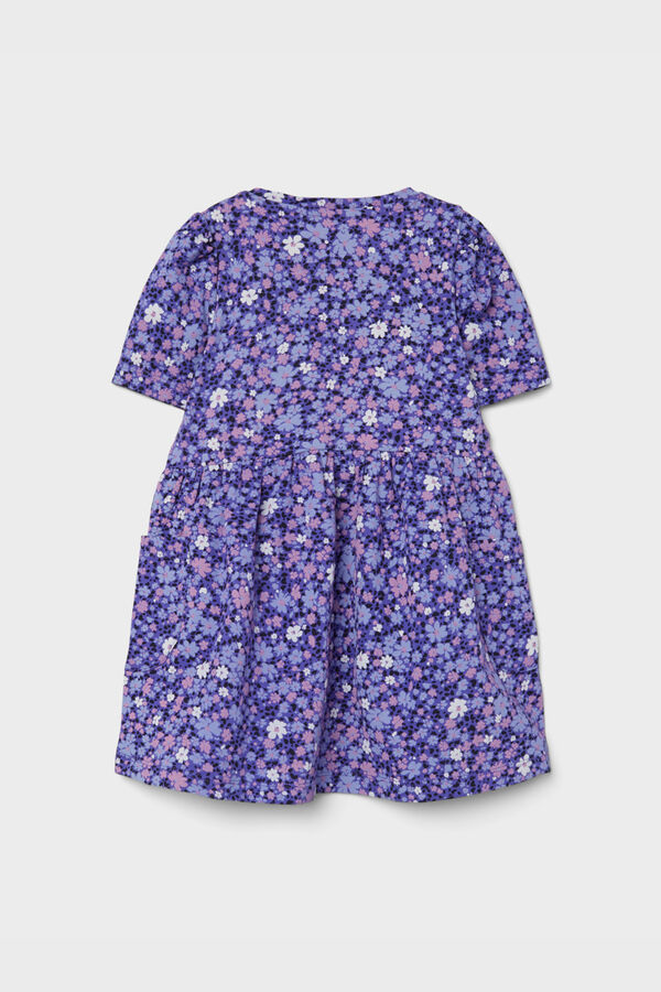 Womensecret Vestido de niña de manga corta con detalle bolsillos laterales morado/lila