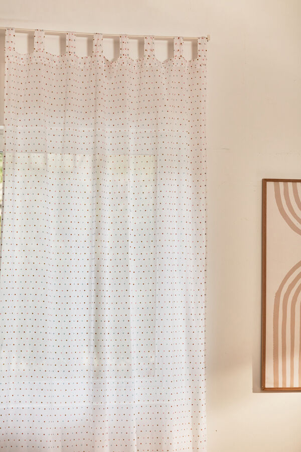 Calma House Cortina de algod&oacute;n con topos multicolor Plumeti estampado