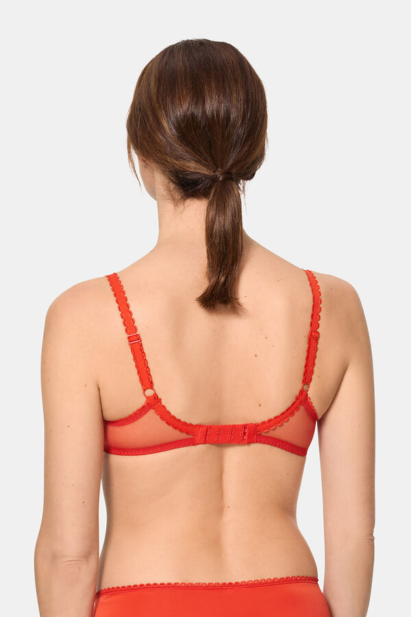 Playtex Sujetador con aros de encaje floral rojo