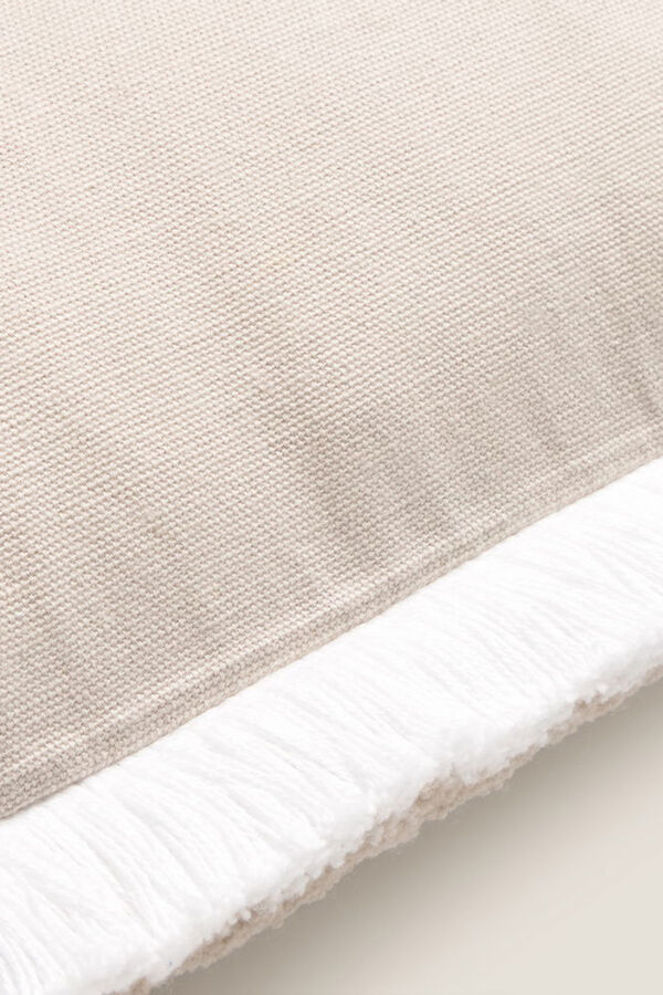 Textura Capa travesseiro algodão franjas cinzento