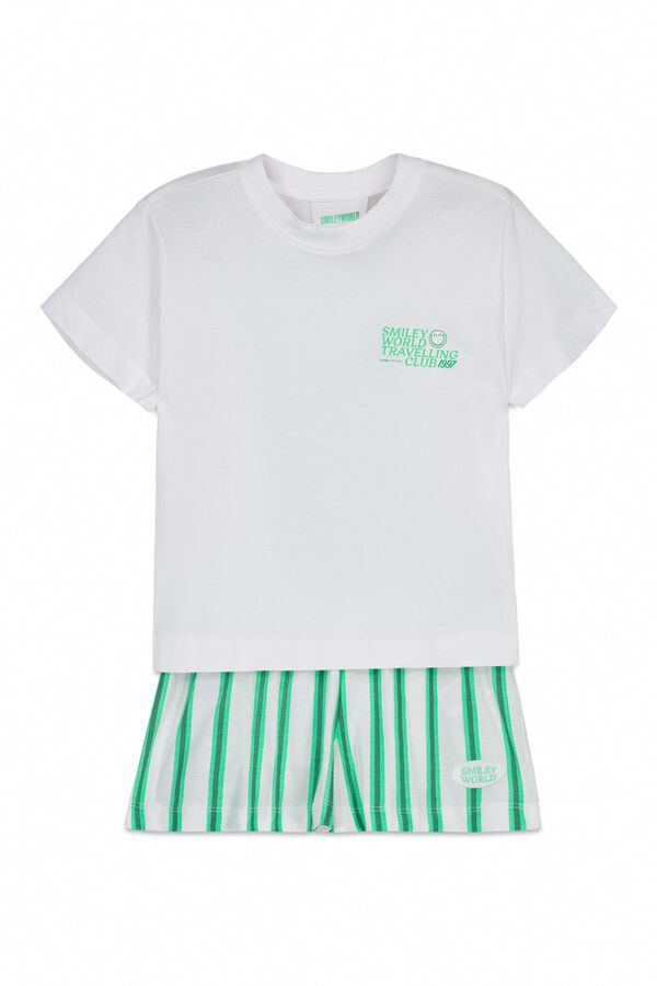 Women'secret Pijama curto infantil em algod&atilde;o SmileyWorld&reg; branco branco