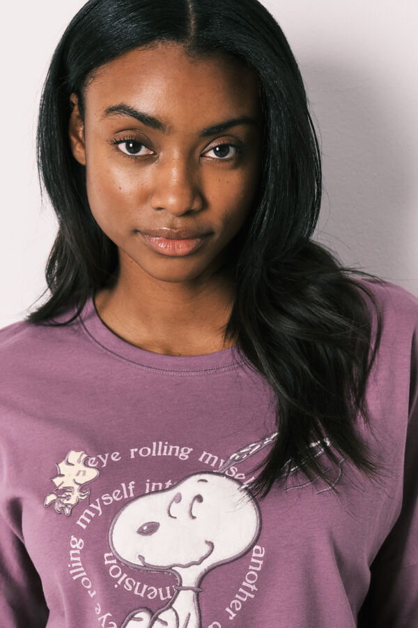 Women'secret Pijama largo morado algod&oacute;n Snoopy morado/lila