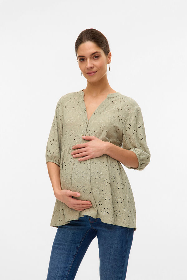 Mamalicious Camisa fluida para maternity e amamenta&ccedil;&atilde;o cinzento