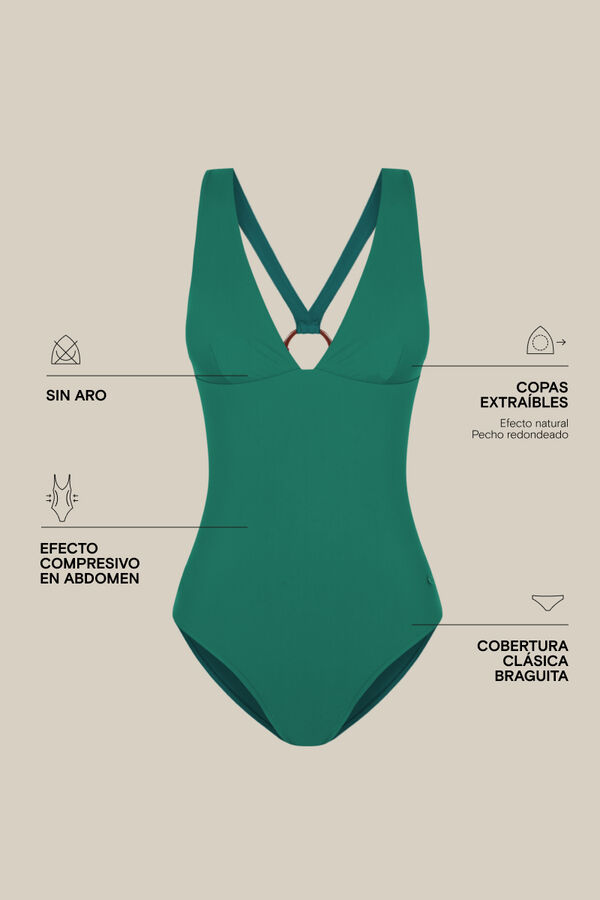 Women'secret Ba&ntilde;ador moldeador arandela espalda verde verde