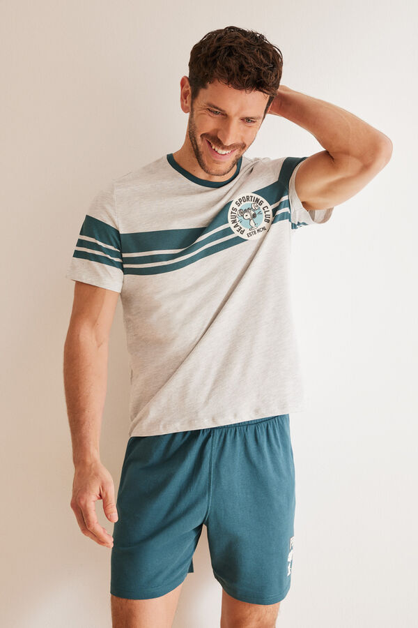 Women'secret Pijama corto hombre 100% algod&oacute;n Snoopy gris