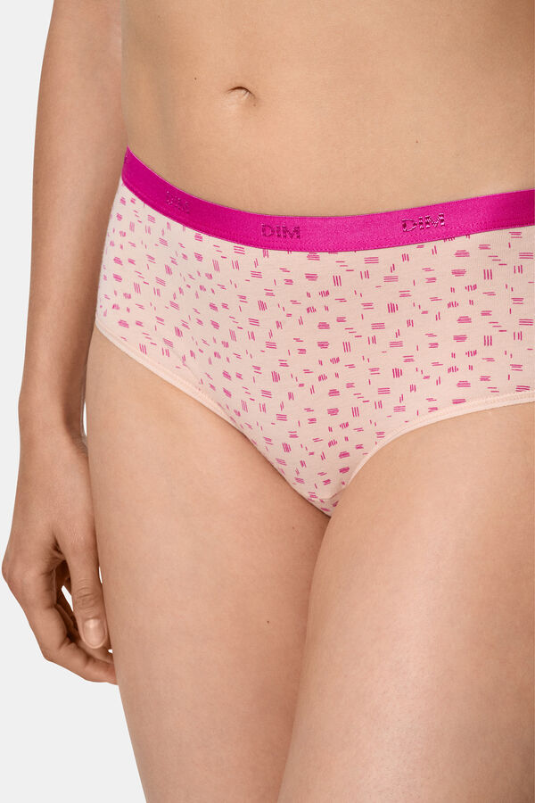 DIM Pack de 3 cuecas tipo culottes de algod&atilde;o el&aacute;stico com estampado &agrave;s flores rosa