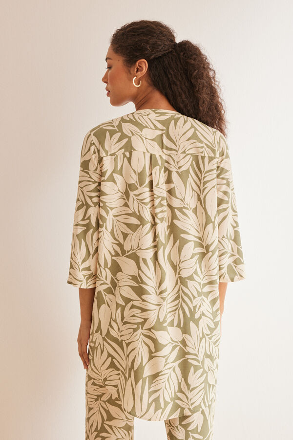 Women'secret T-shirt viscose estampado folhas verde