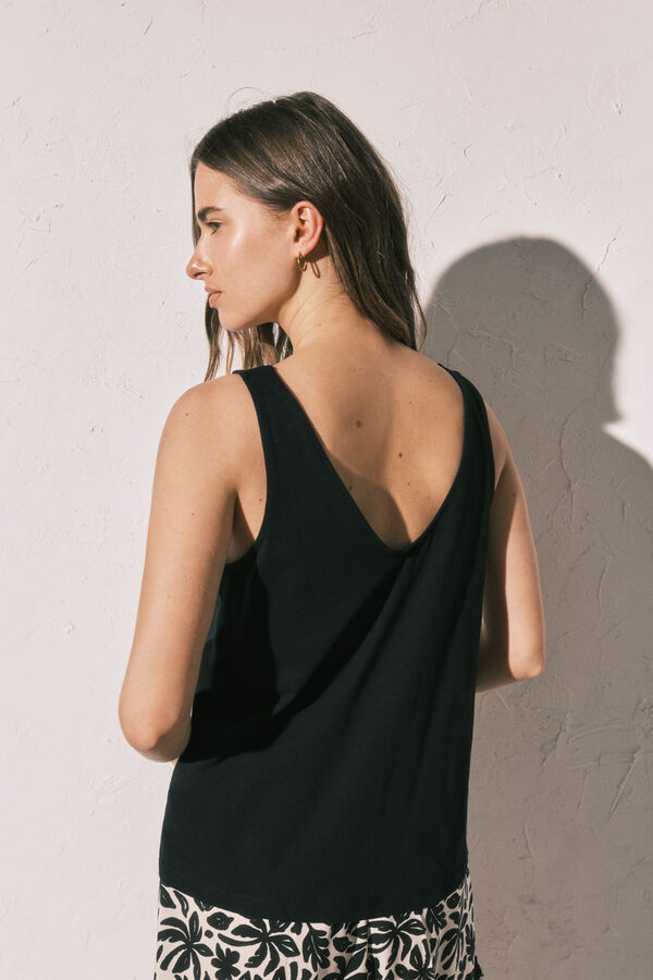 Women'secret Camiseta tirante ancho negro negro