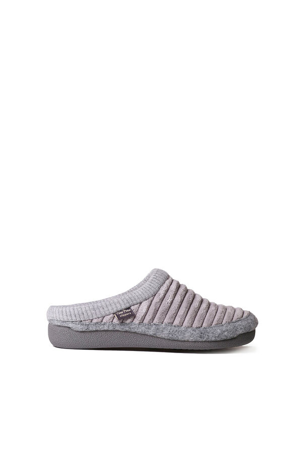 Womensecret Zapatilla para mujer en fieltro y pelo sintético en gris gris