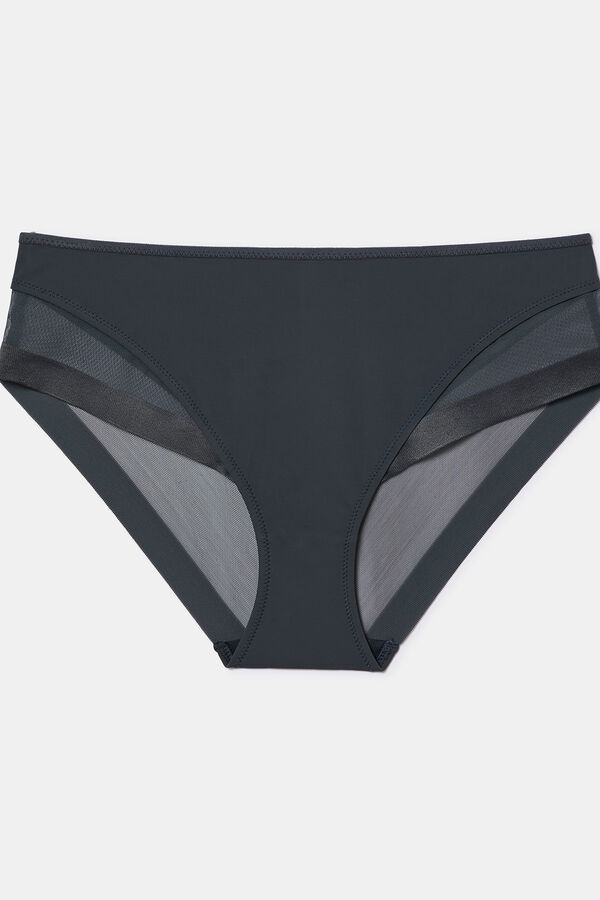 DIM Braga cl&aacute;sica Generous de suave microfibra y detalles en malla gris