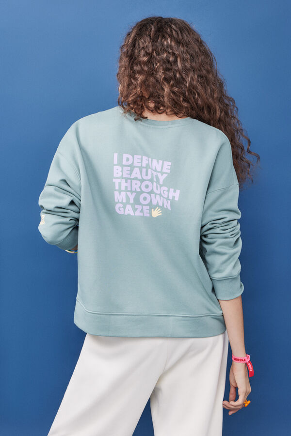 HI&BYE Sudadera felpa verde logo manga verde