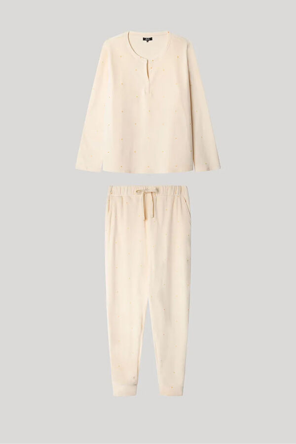 Gisela Conjunto pijama tejido polar el&aacute;stico beige