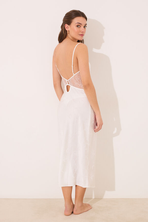 Women'secret Camis&oacute;n midi sat&eacute;n blanco marfil