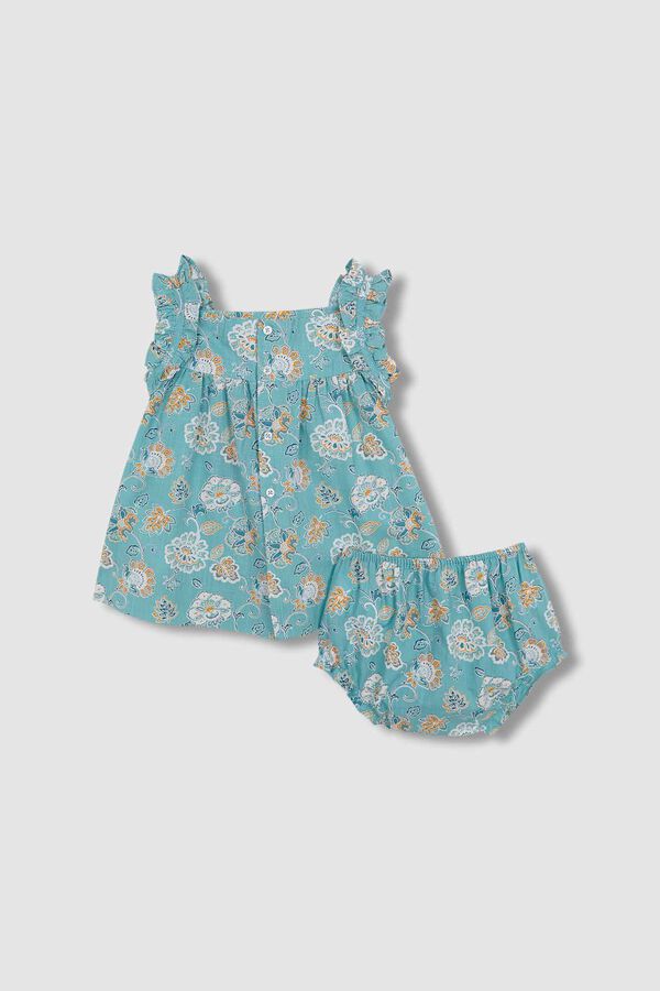 Gocco Vestido estampado flores azul claro turquesa