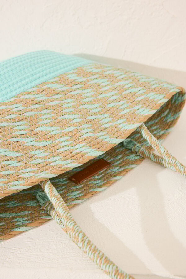 Women'secret Bolso capazo rafia verde logo verde