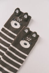 Women'secret Meias longas com estampa de urso 3D azul