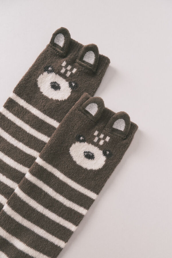 Women'secret Meias longas com estampa de urso 3D azul