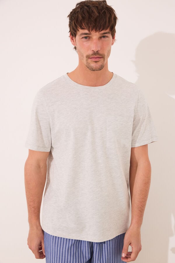 Women'secret Pijama algod&oacute;n corto gris oscuro gris