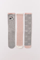 Women'secret Pacote com 3 meias longas de algod&atilde;o da Minnie  estampado