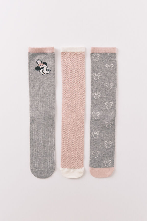 Women'secret Pacote com 3 meias longas de algod&atilde;o da Minnie  estampado