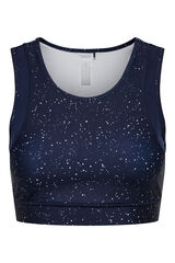 Only Play Sujetador deportivo con efecto metálico, color azul marino azul