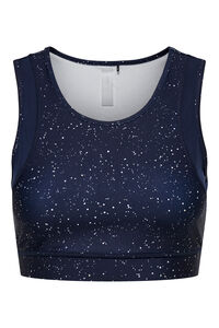 Only Play Sujetador deportivo con efecto met&aacute;lico, color azul marino