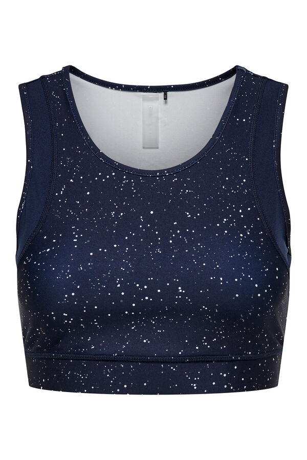 Only Play Sujetador deportivo con efecto metálico, color azul marino azul