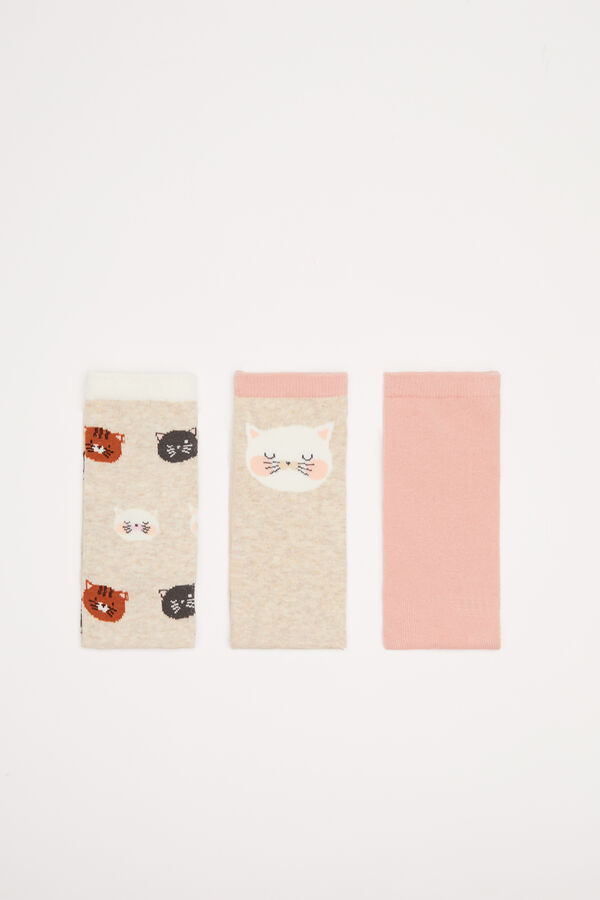 Women'secret Pack 3 calcetines algod&oacute;n gatos estampado
