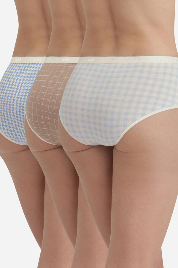 DIM Pack de 3 bragas culotte de algod&oacute;n el&aacute;stico con estampados estampado