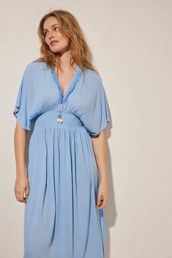 Women'secret Vestido azul midi escote espalda azul