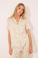 Women'secret Pijama camisero algod&oacute;n estampado rosa rosa