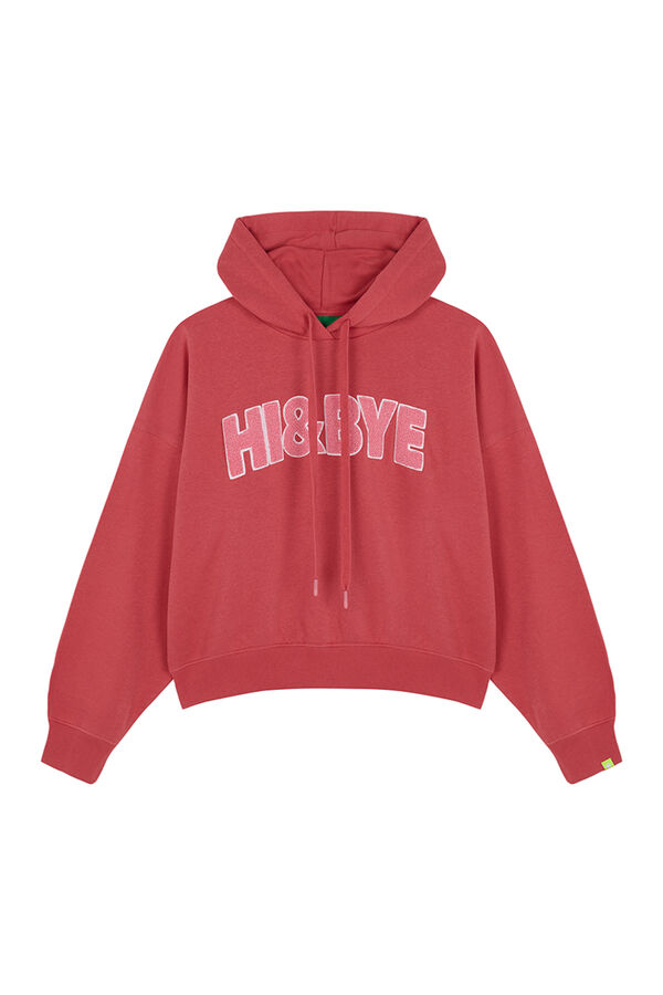 HI&BYE Sweatshirt de capuz rosa de algod&atilde;o rosa