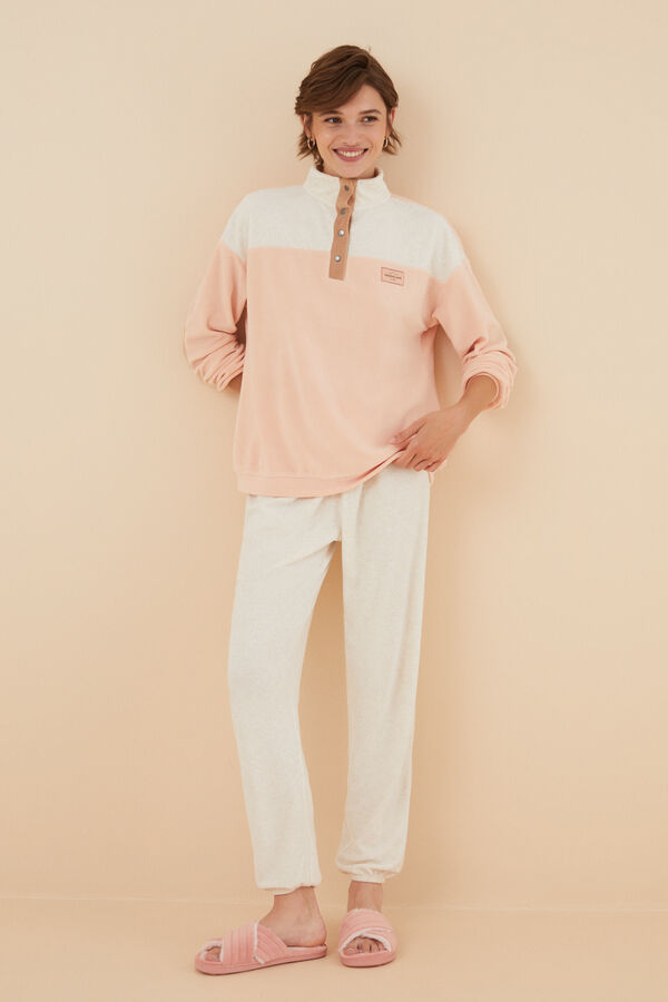 Women'secret Pijama comprido borrego e polar suave vermelho