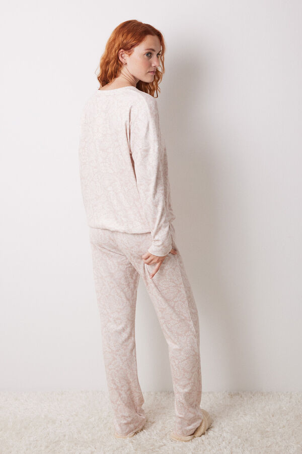 Women'secret Pijama comprido veludo cor-de-rosa rosa