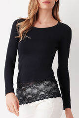 Cotonella Black long sleeve round neck jersey preto