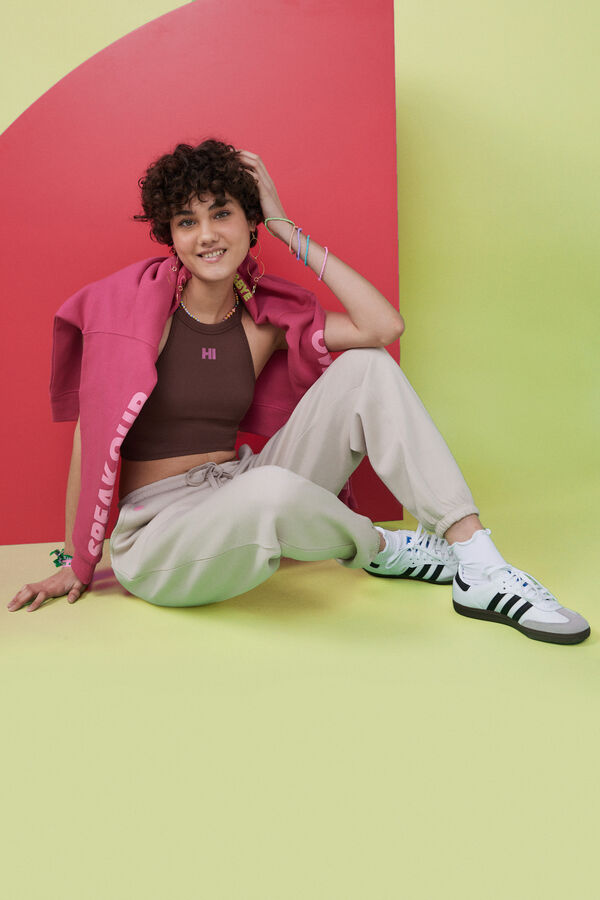 HI&BYE Pantal&oacute;n largo jogger felpa gris claro gris