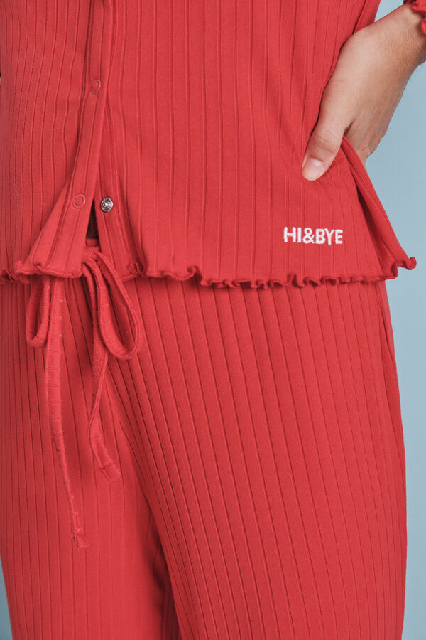 HI&BYE Pijama largo canal&eacute; suave rojo rojo
