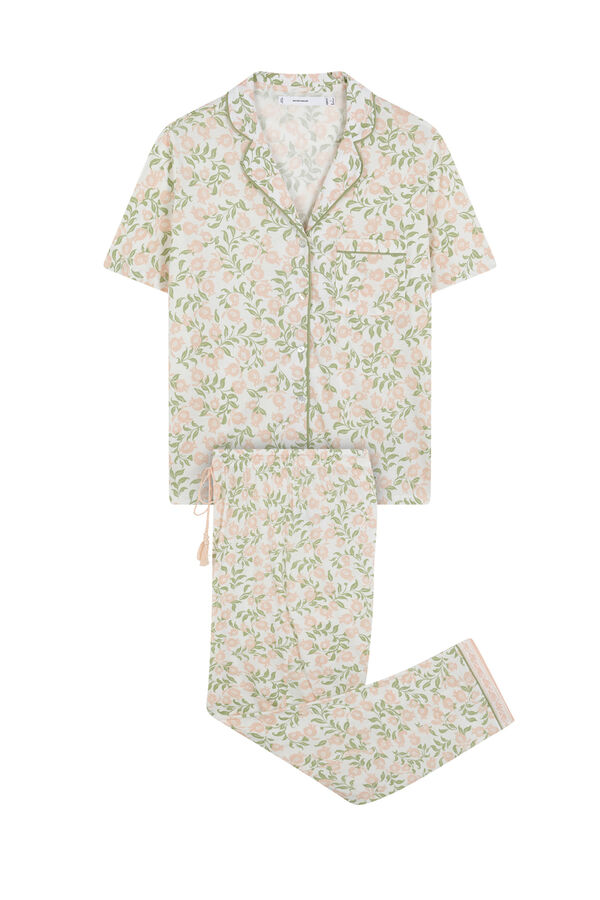 Women'secret Pijama camisero algod&oacute;n estampado rosa rosa