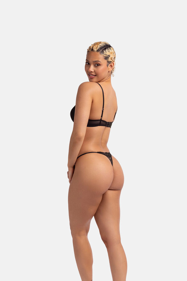 Dorina Calcinha preta de renda branca preto