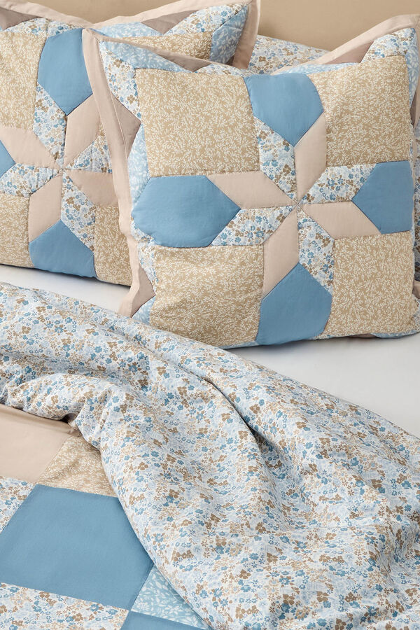 Textura Funda n&oacute;rdica patchwork flores&nbsp; azul