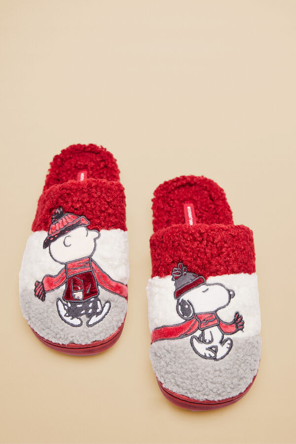 Women'secret Zapatillas casa Snoopy tricolor blanco