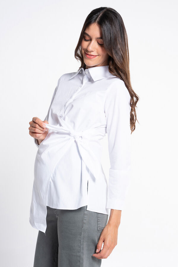 Ohma! Camisa formal premam&aacute; con nudo blanco