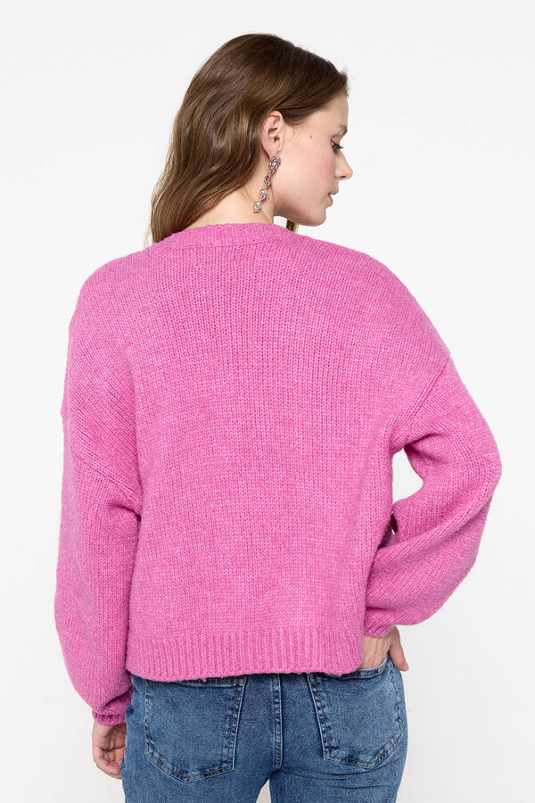 Pieces C&aacute;rdigan de punto rosa