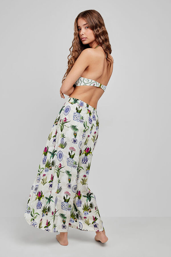 Gisela Pantalón largo estampado blanco